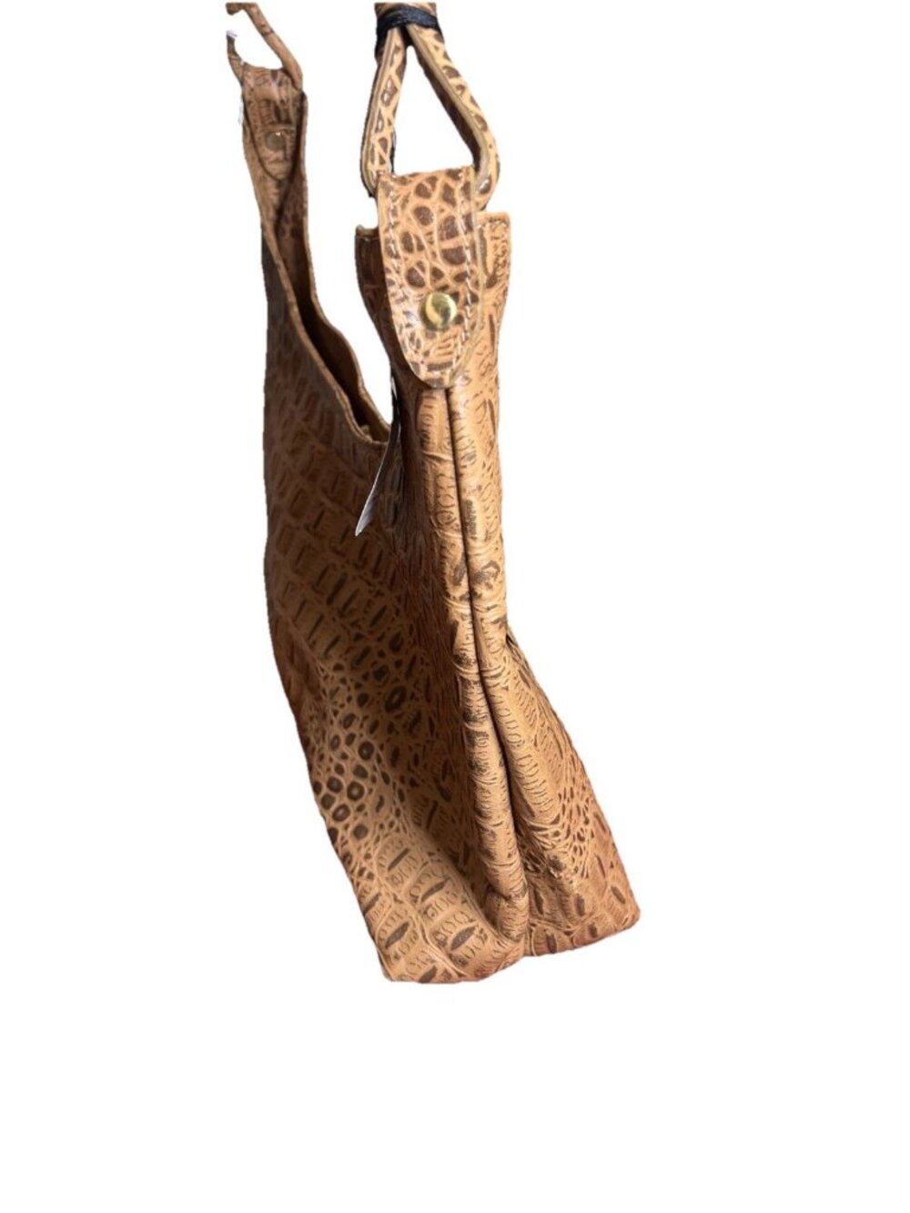 Barganza B. Bag Real Leather Brown Croc Pattern Shoulder Bag - Picture 5 of 14